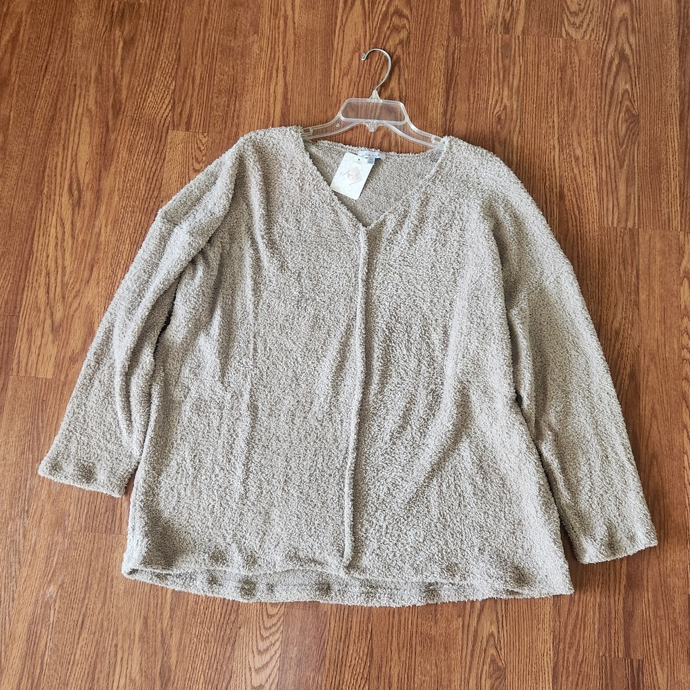 White Birch Taupe Plush Sweater